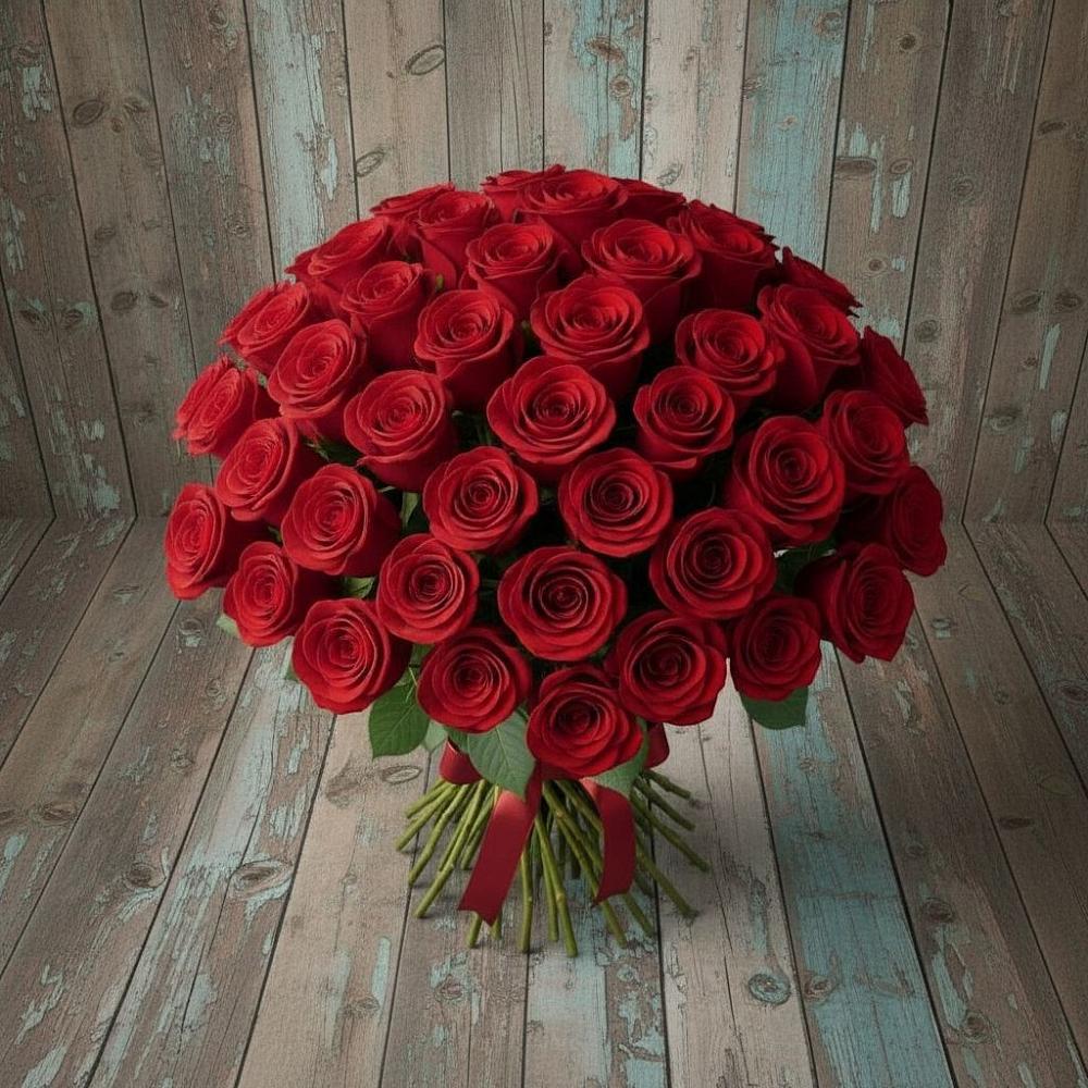 Букет 55 Красных роз Фридом в Амазаре