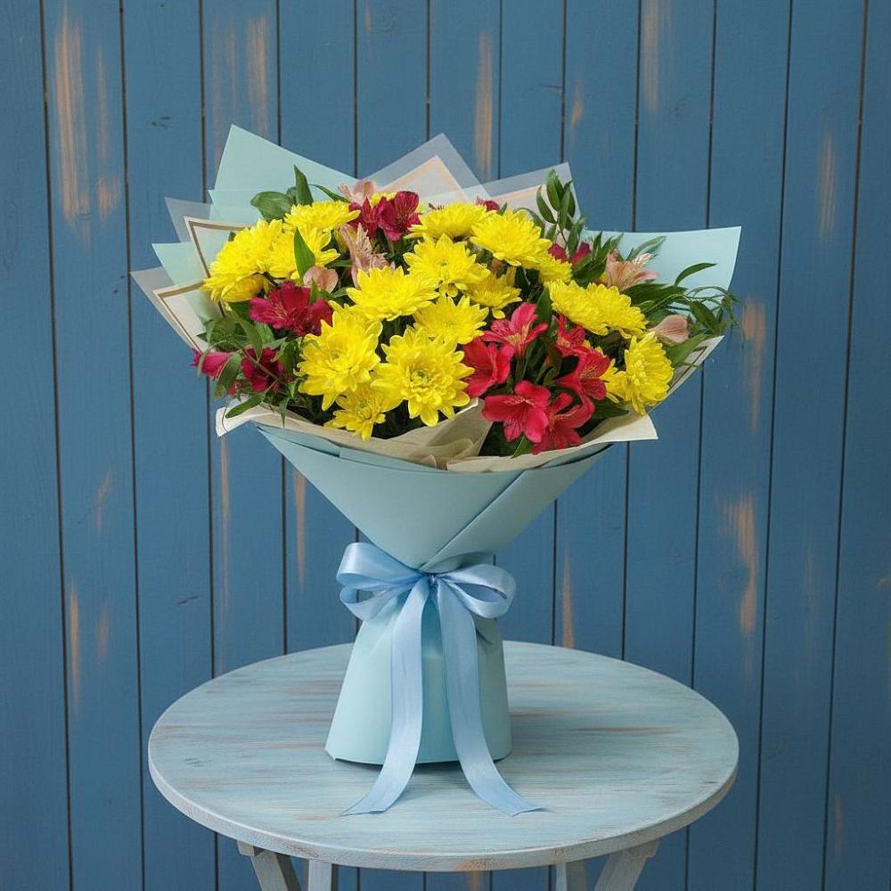 Букет цветов из: Альстромерии и Хризантемы в Амазаре