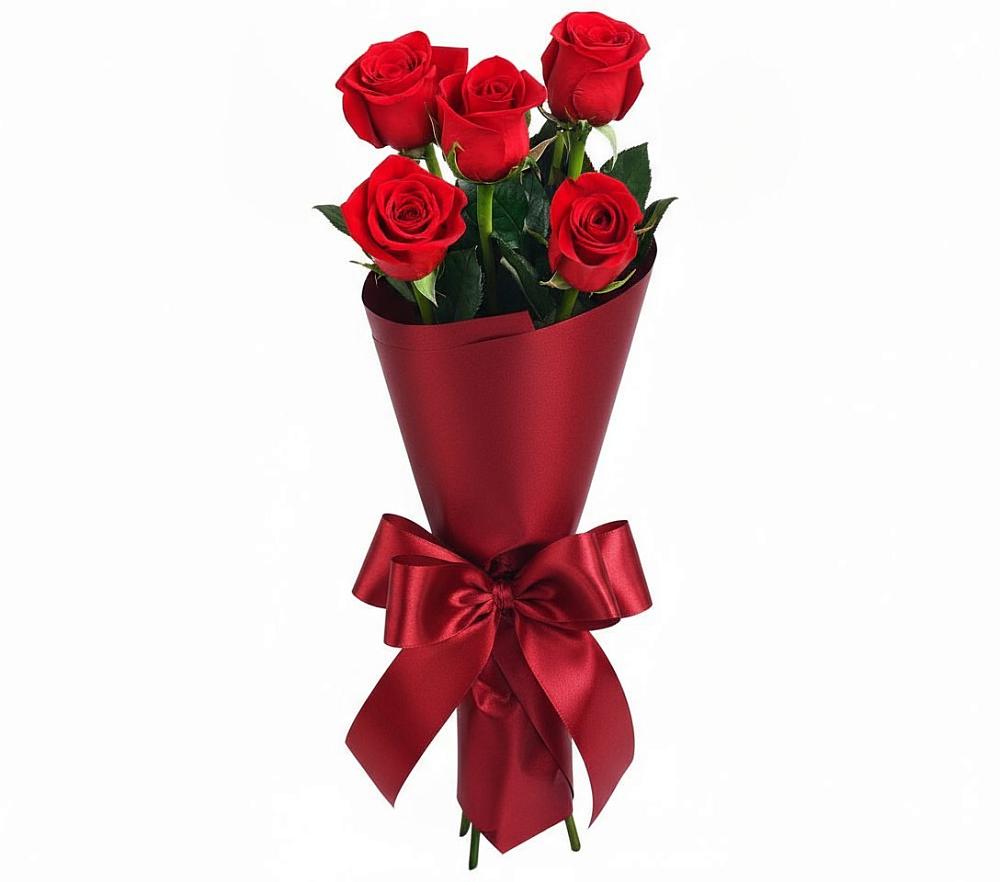 Букет 5 Красных роз Эдлесс Лав в Амазаре