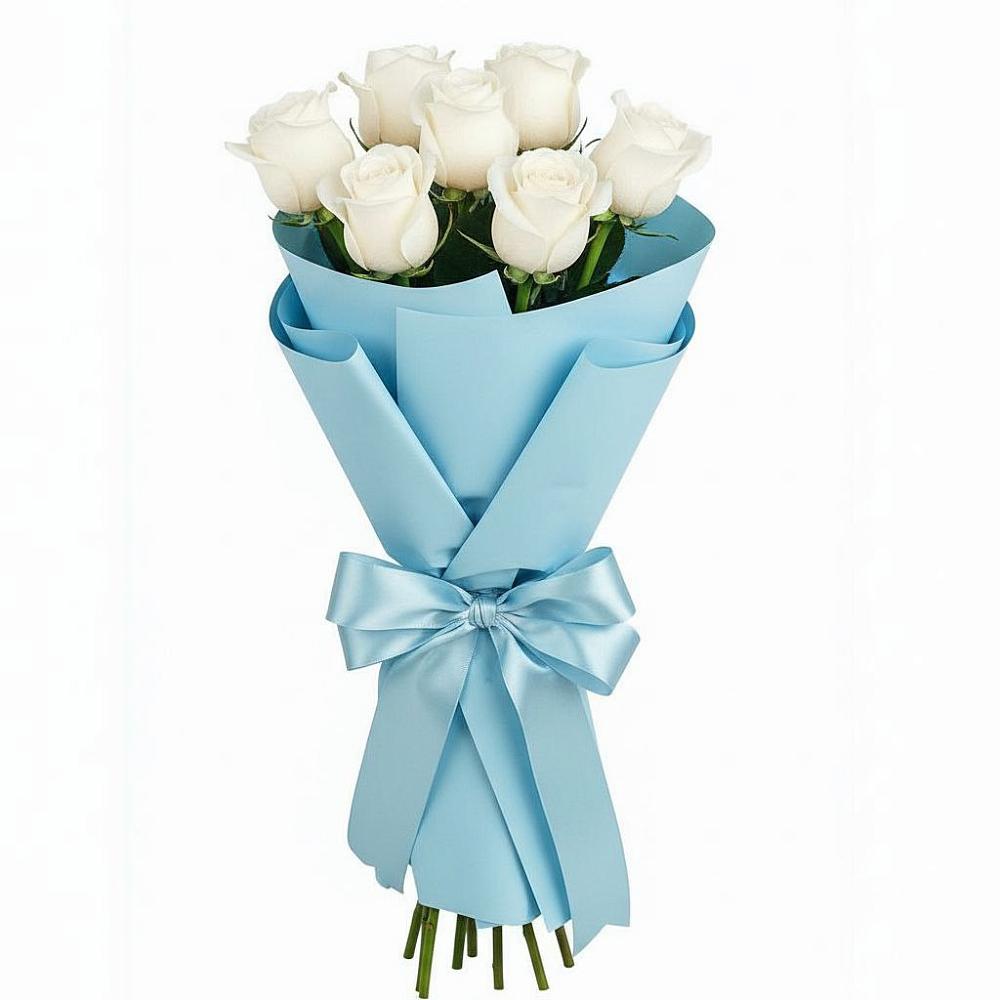 Букет 7 белых роз Проуд в Амазаре