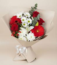 Букет цветов из:  Розы, Хризантемы, Герберы и Лилии в Амазаре