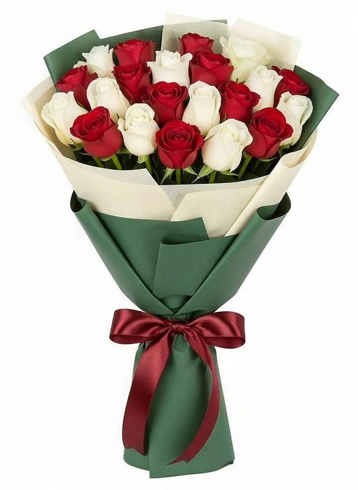 Букет Микс из красных и белых роз в Амазаре
