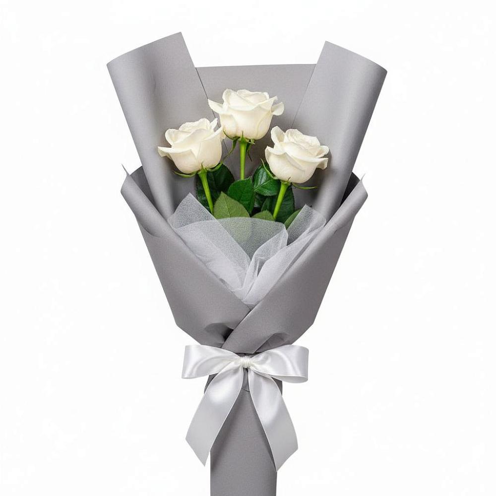 Букет 3 белые розы в Амазаре