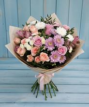 Букет цветов из:  Хризантемы, Розы и Альстромерии в Амазаре