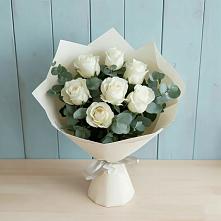 Букет Белые розы в Эвкалипте в Амазаре