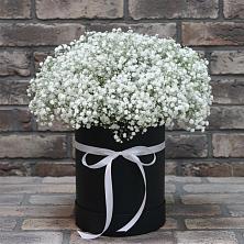 Цветочная композиция из Гипсофила в шляпной коробке в Амазаре